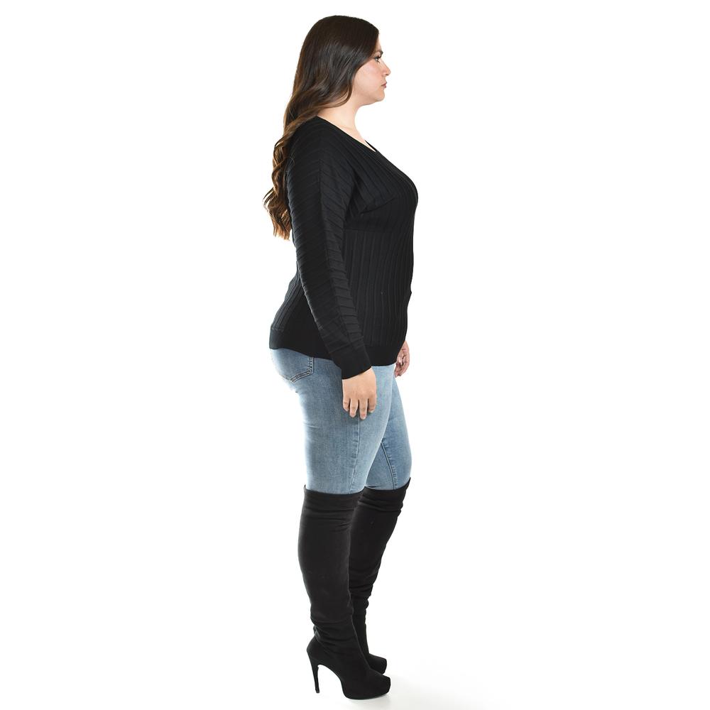 Foto 3 pulgar | Sueter Con Relieve A Rayas Roman Fashion / Tallas Extras, 4002 (negro) Negro