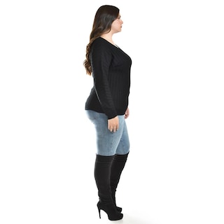 Foto 2 | Sueter Con Relieve A Rayas Roman Fashion / Tallas Extras, 4002 (negro) Negro