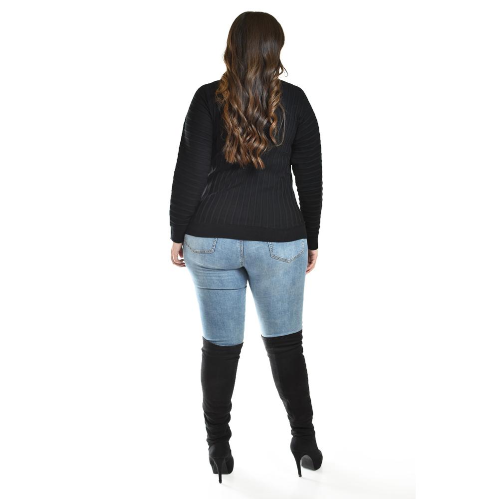 Foto 4 pulgar | Sueter Con Relieve A Rayas Roman Fashion / Tallas Extras, 4002 (negro) Negro