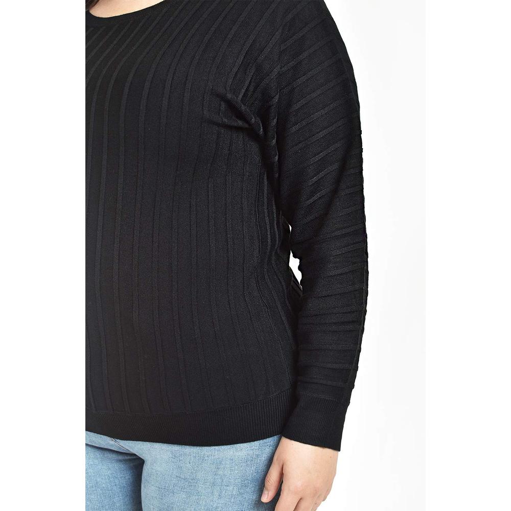 Foto 4 | Sueter Con Relieve A Rayas Roman Fashion / Tallas Extras, 4002 (negro) Negro