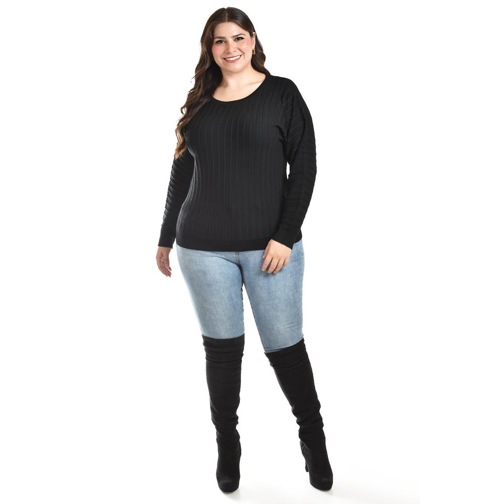 Foto 6 pulgar | Sueter Con Relieve A Rayas Roman Fashion / Tallas Extras, 4002 (negro) Negro