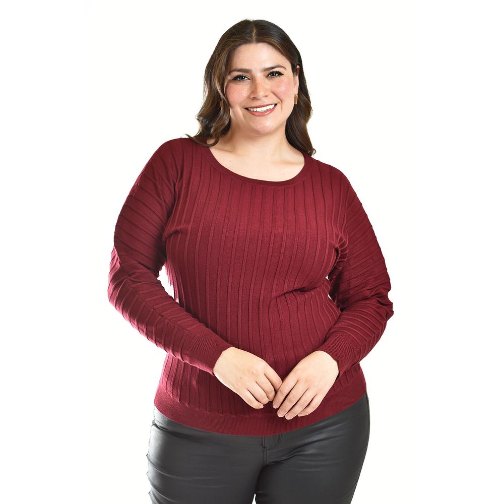 Foto 1 | Sueter Con Relieve A Rayas Roman Fashion / Tallas Extras, 4002 (vino) Vino