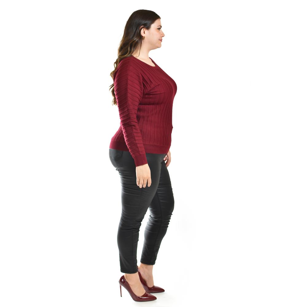 Foto 2 | Sueter Con Relieve A Rayas Roman Fashion / Tallas Extras, 4002 (vino) Vino
