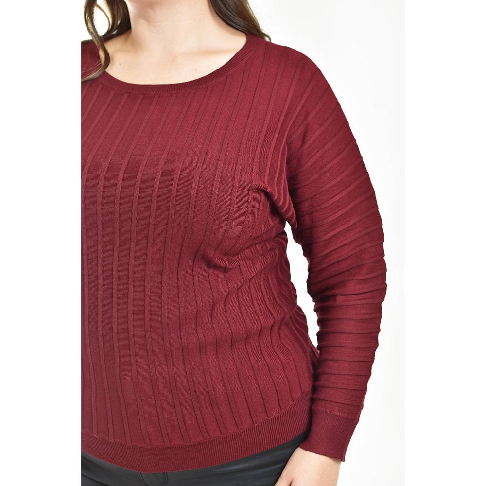Foto 5 pulgar | Sueter Con Relieve A Rayas Roman Fashion / Tallas Extras, 4002 (vino) Vino