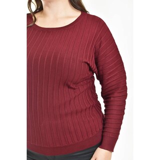 Foto 4 | Sueter Con Relieve A Rayas Roman Fashion / Tallas Extras, 4002 (vino) Vino