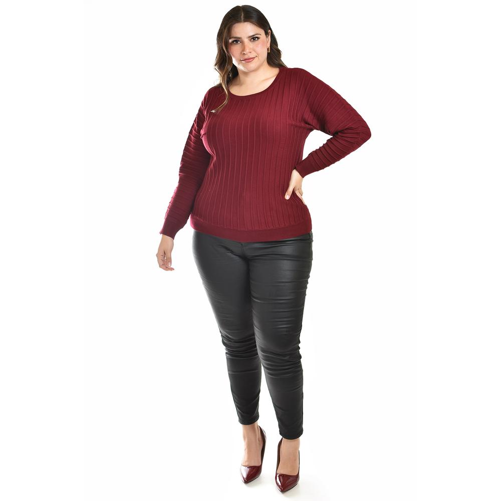 Foto 6 pulgar | Sueter Con Relieve A Rayas Roman Fashion / Tallas Extras, 4002 (vino) Vino