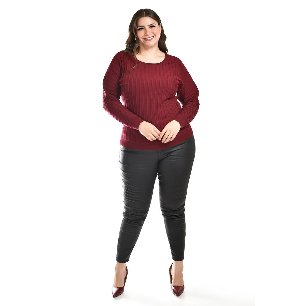 Foto 7 pulgar | Sueter Con Relieve A Rayas Roman Fashion / Tallas Extras, 4002 (vino) Vino