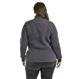 Foto 3 | Suéter Cuello Alto con Botones Roman Fashion Tallas Extras Gris