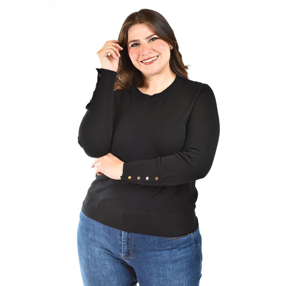 Foto 5 | Suéter Roman Fashion Tallas Extras Negro