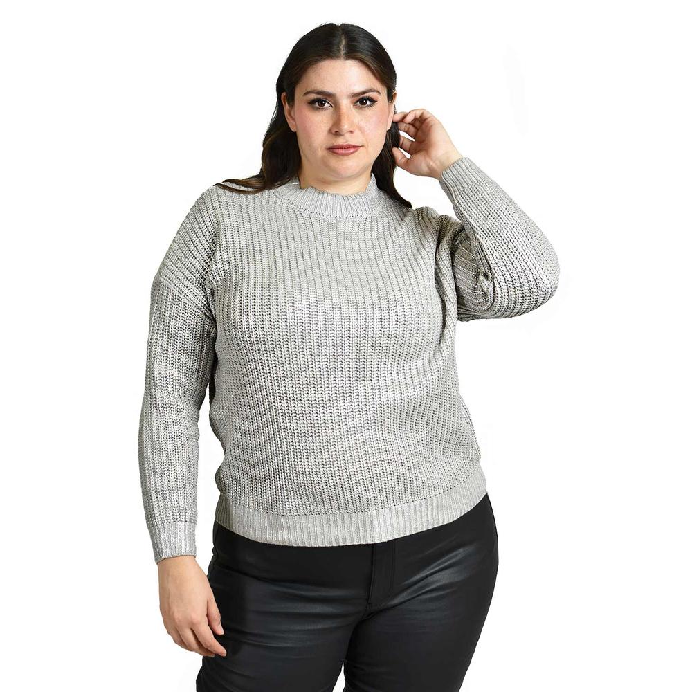 Sueter Efecto Metalico Roman Fashion /tallas Extras, 4007 (plateado) Plateado