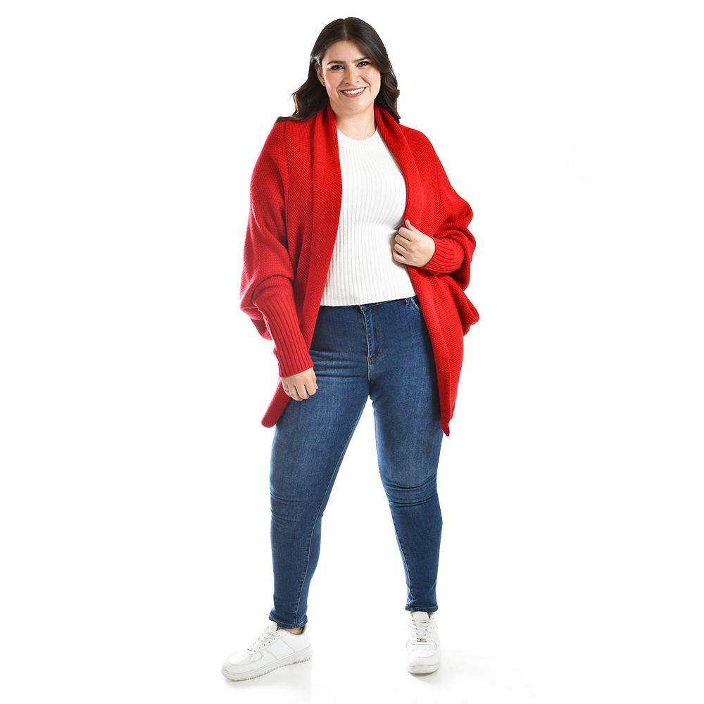 Foto 2 pulgar | Cardigan De Manga Murcielago Roman Fashion /tallas Extras, 300 (rojo) Rojo