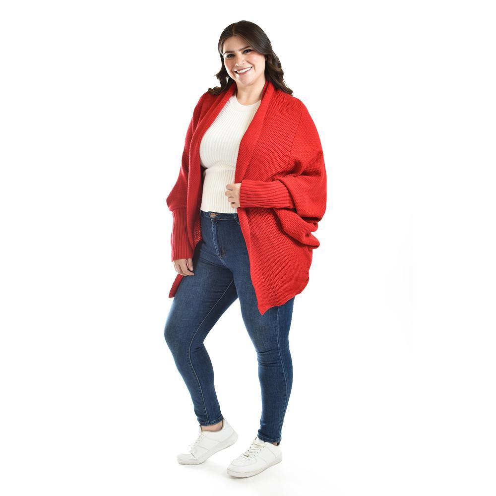Foto 3 pulgar | Cardigan De Manga Murcielago Roman Fashion /tallas Extras, 300 (rojo) Rojo