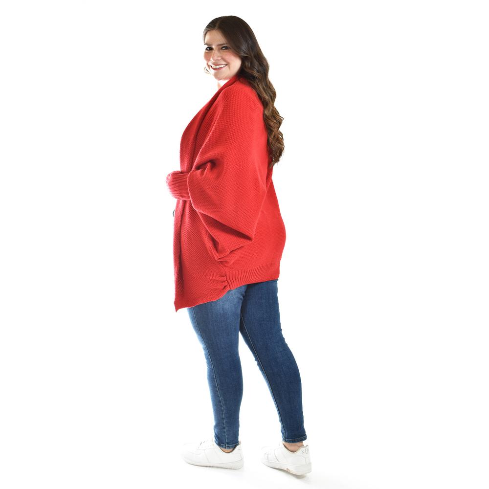 Foto 4 pulgar | Cardigan De Manga Murcielago Roman Fashion /tallas Extras, 300 (rojo) Rojo