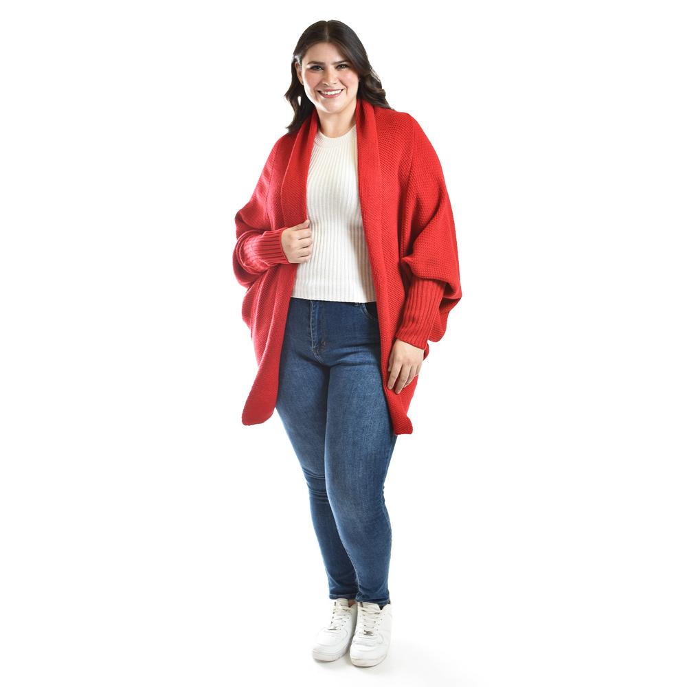 Foto 5 pulgar | Cardigan De Manga Murcielago Roman Fashion /tallas Extras, 300 (rojo) Rojo