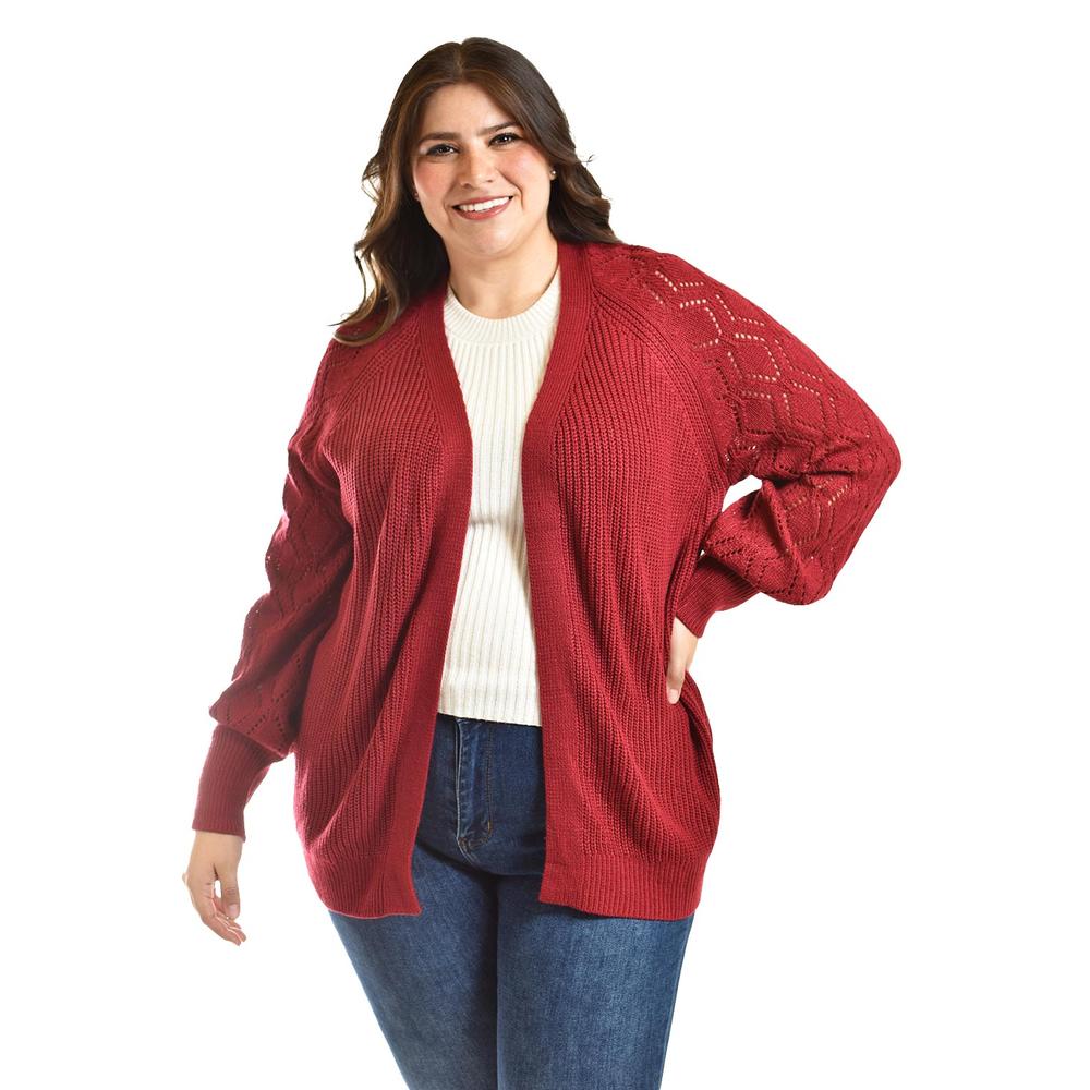 Foto 2 pulgar | Cardigan De Punto Roman Fashion /tallas Extras, 41849 (vino) Vino