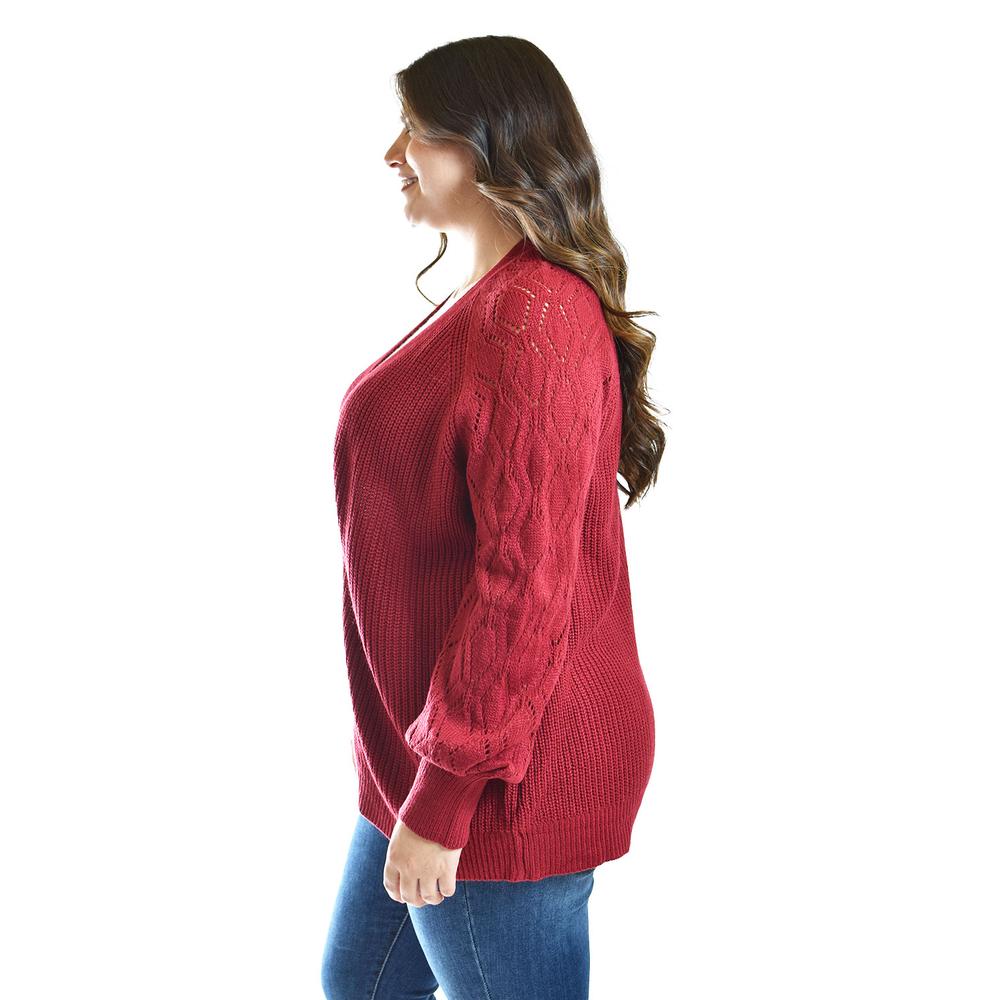 Foto 4 pulgar | Cardigan De Punto Roman Fashion /tallas Extras, 41849 (vino) Vino