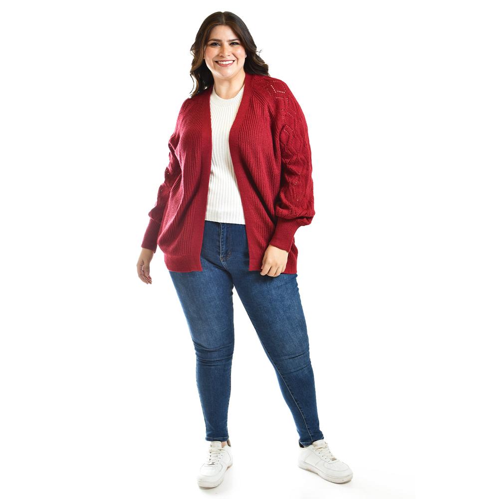 Foto 5 pulgar | Cardigan De Punto Roman Fashion /tallas Extras, 41849 (vino) Vino