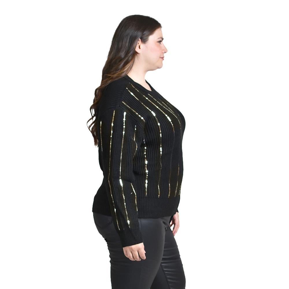 Foto 2 | Sueter De Punto Con Lentejuela Roman Fashion / Tallas Extras, 4004 (negro / Dorado) Negro