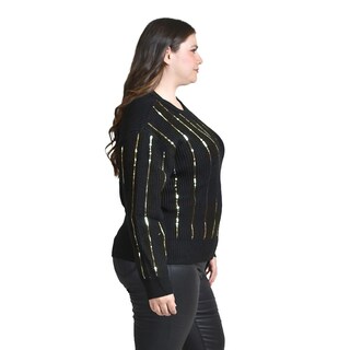 Foto 2 | Sueter De Punto Con Lentejuela Roman Fashion / Tallas Extras, 4004 (negro / Dorado) Negro
