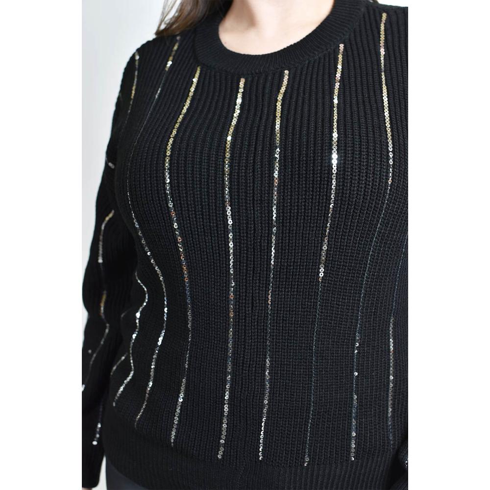 Foto 5 pulgar | Sueter De Punto Con Lentejuela Roman Fashion / Tallas Extras, 4004 (negro / Plata) Negro