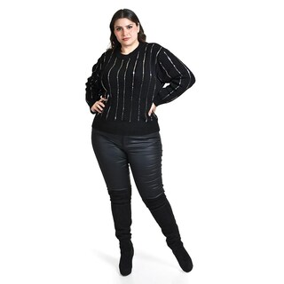 Foto 5 | Sueter De Punto Con Lentejuela Roman Fashion / Tallas Extras, 4004 (negro / Plata) Negro