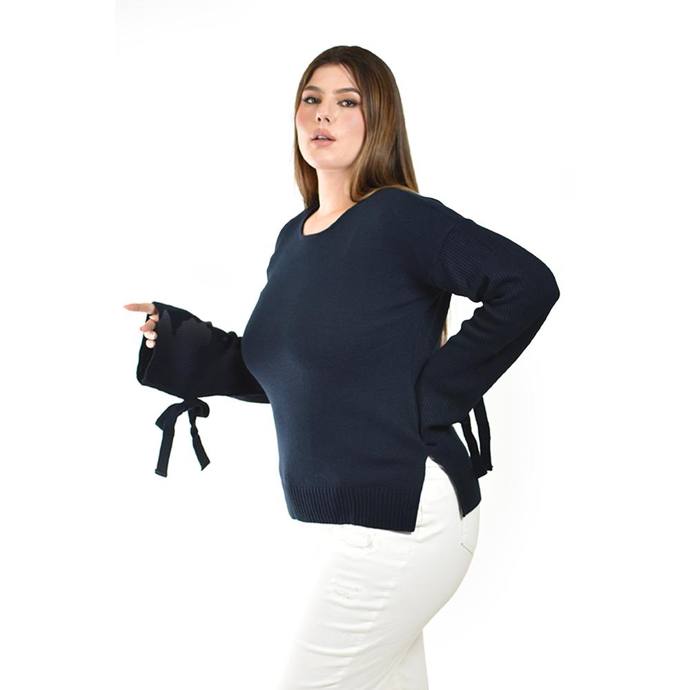 Foto 3 pulgar | Suéter con Lazos Roman Fashion Azul Marino para Mujer