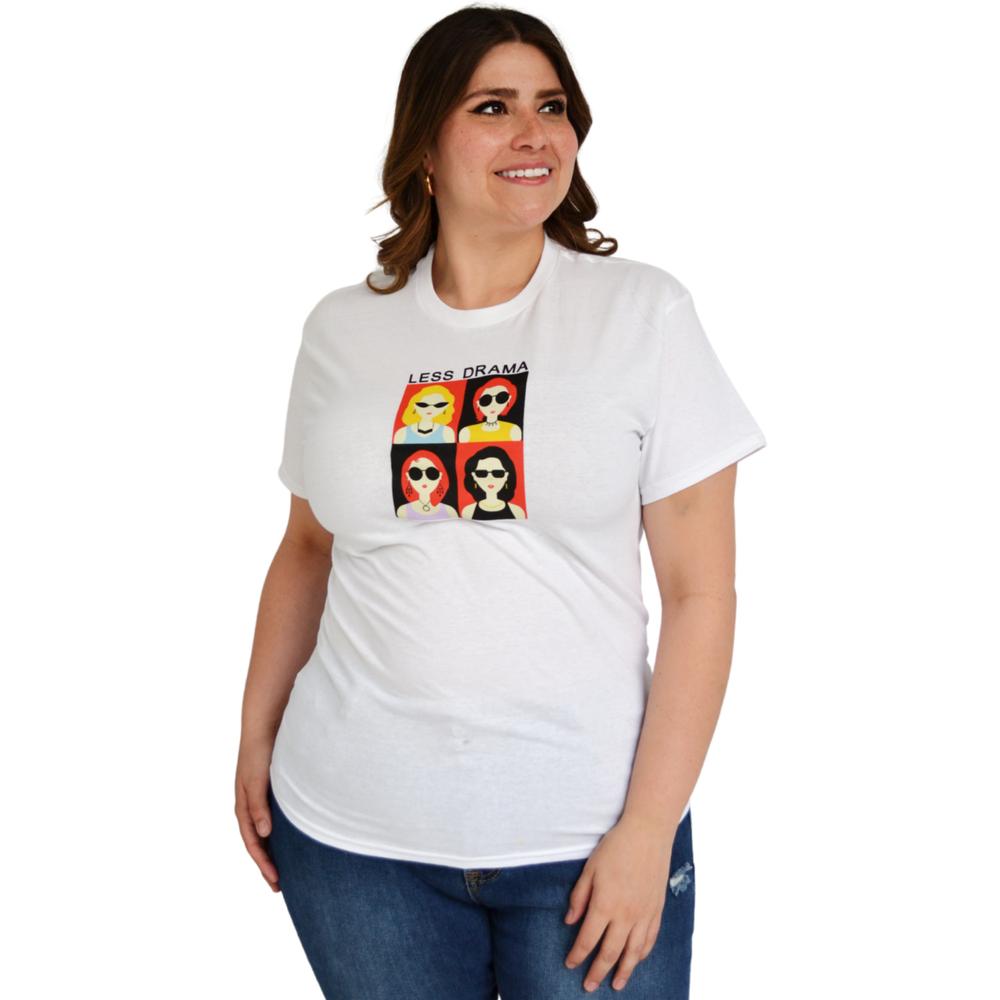 Foto 3 pulgar | Playera Roman Fashion /tallas Extras, 9001-47 Less Drama (blanco) Blanco
