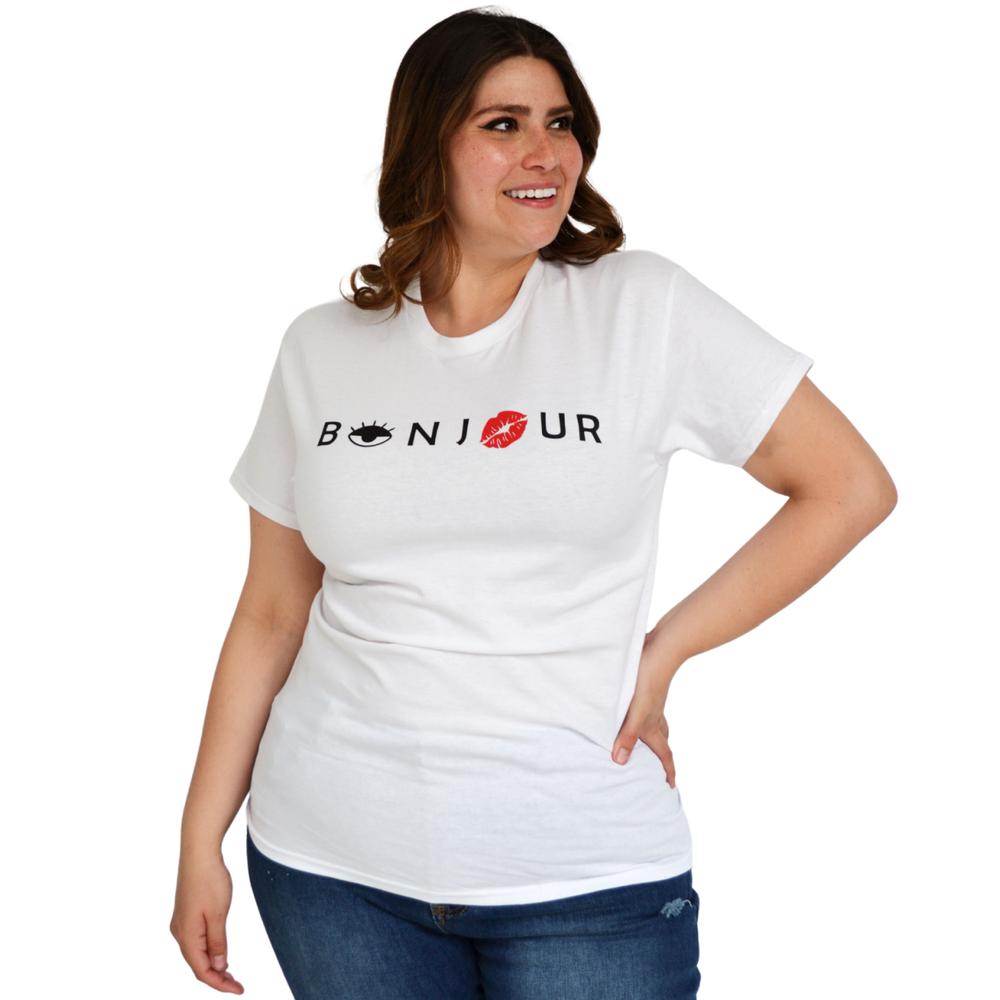 Foto 3 pulgar | Playera Roman Fashion 9001-46 Bonjour color Blanco Tallas Extras