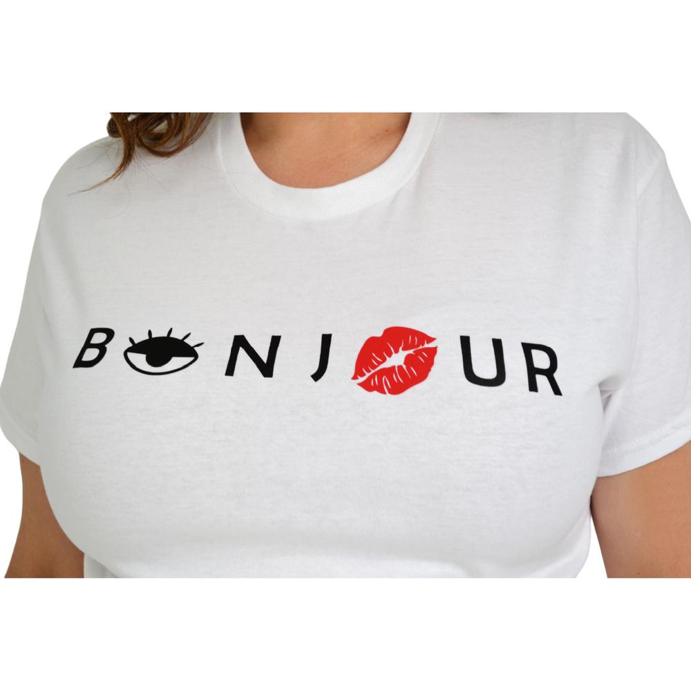 Foto 4 pulgar | Playera Roman Fashion 9001-46 Bonjour color Blanco Tallas Extras