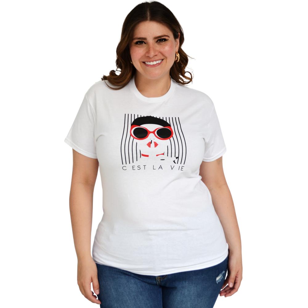 Playera Roman Fashion 9001-48 C Est La Vie color Blanco Tallas Extras
