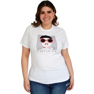 Foto 1 | Playera Roman Fashion 9001-48 C Est La Vie color Blanco Tallas Extras
