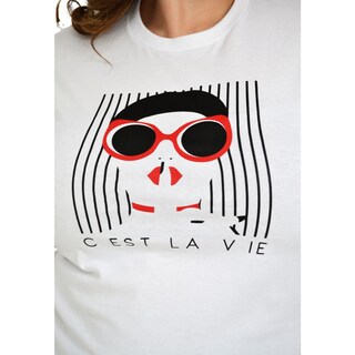 Foto 3 | Playera Roman Fashion 9001-48 C Est La Vie color Blanco Tallas Extras