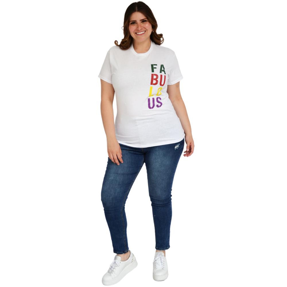 Foto 5 pulgar | Playera Roman Fashion 9001-49 Fabulous color Blanco Tallas Extras