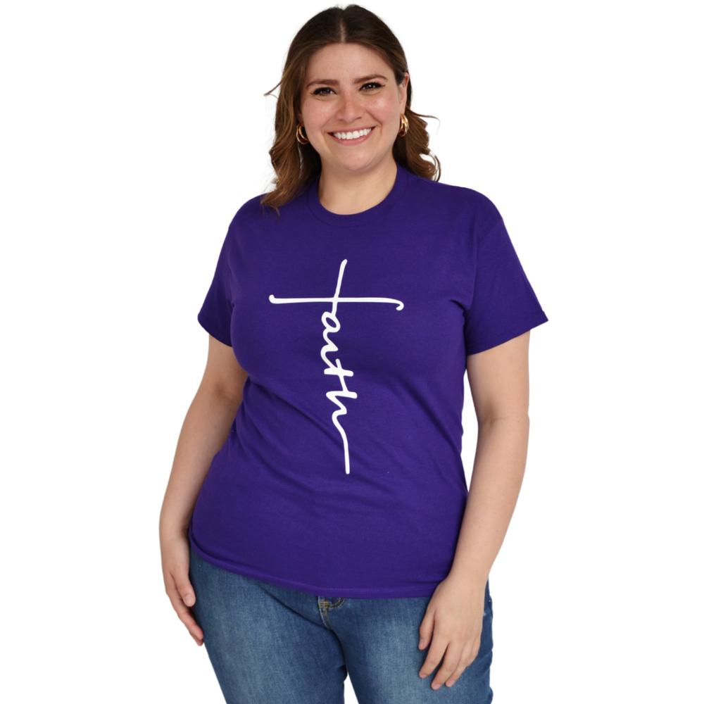 Foto 2 pulgar | Playera Roman Fashion 9001-13 Faith color Púrpura Tallas Extras