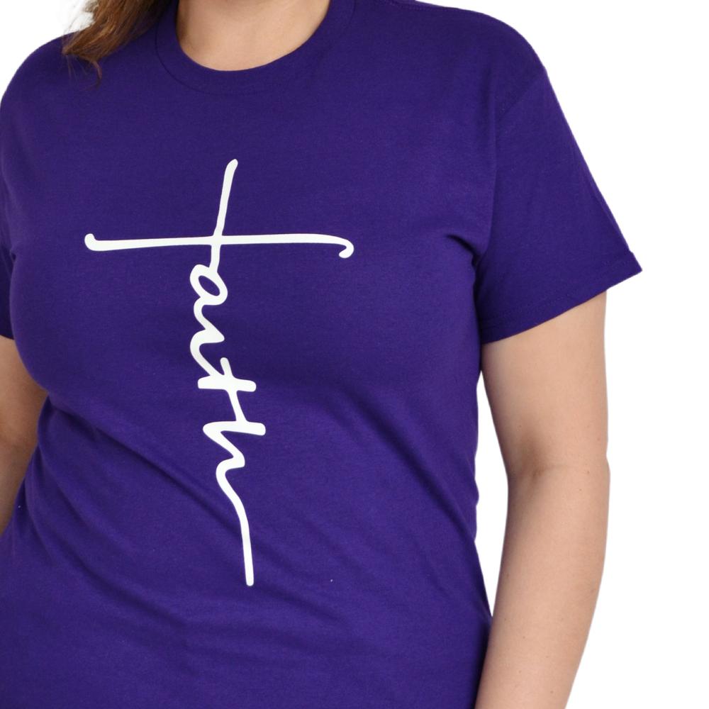 Foto 4 pulgar | Playera Roman Fashion 9001-13 Faith color Púrpura Tallas Extras