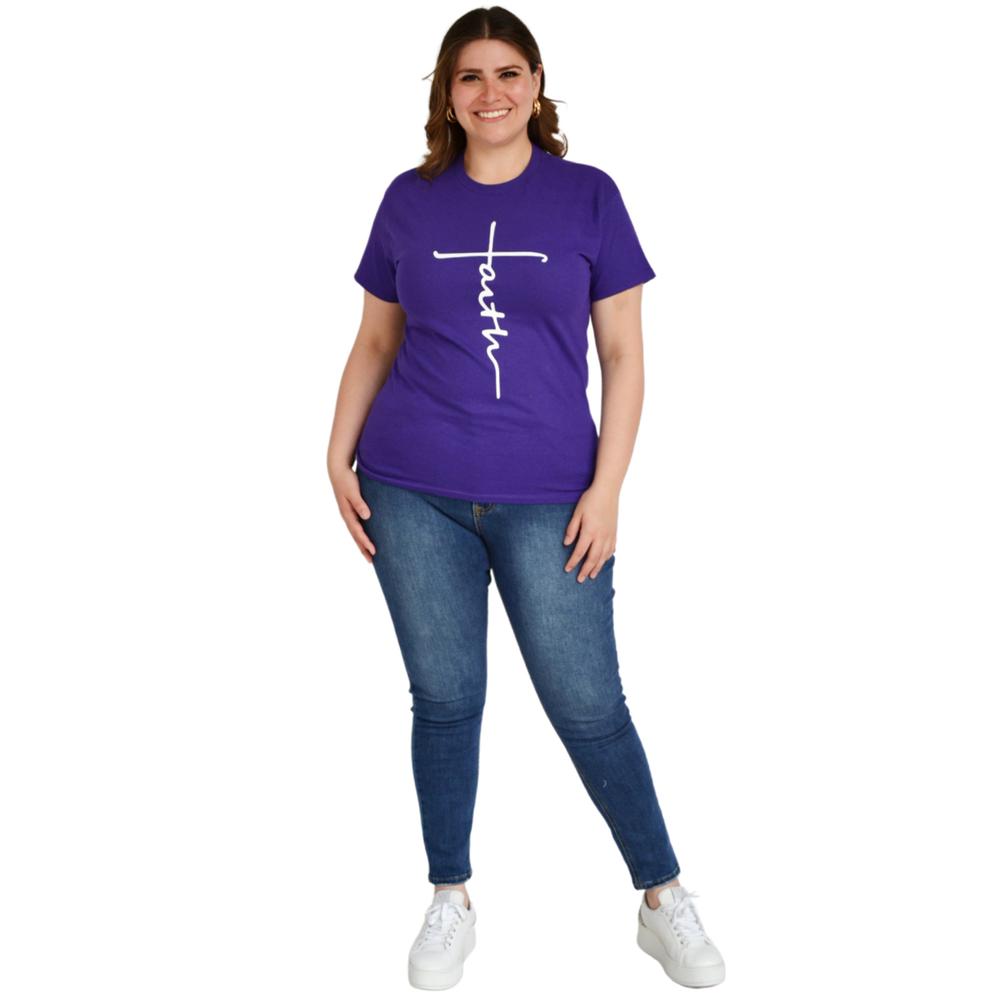 Foto 5 pulgar | Playera Roman Fashion 9001-13 Faith color Púrpura Tallas Extras