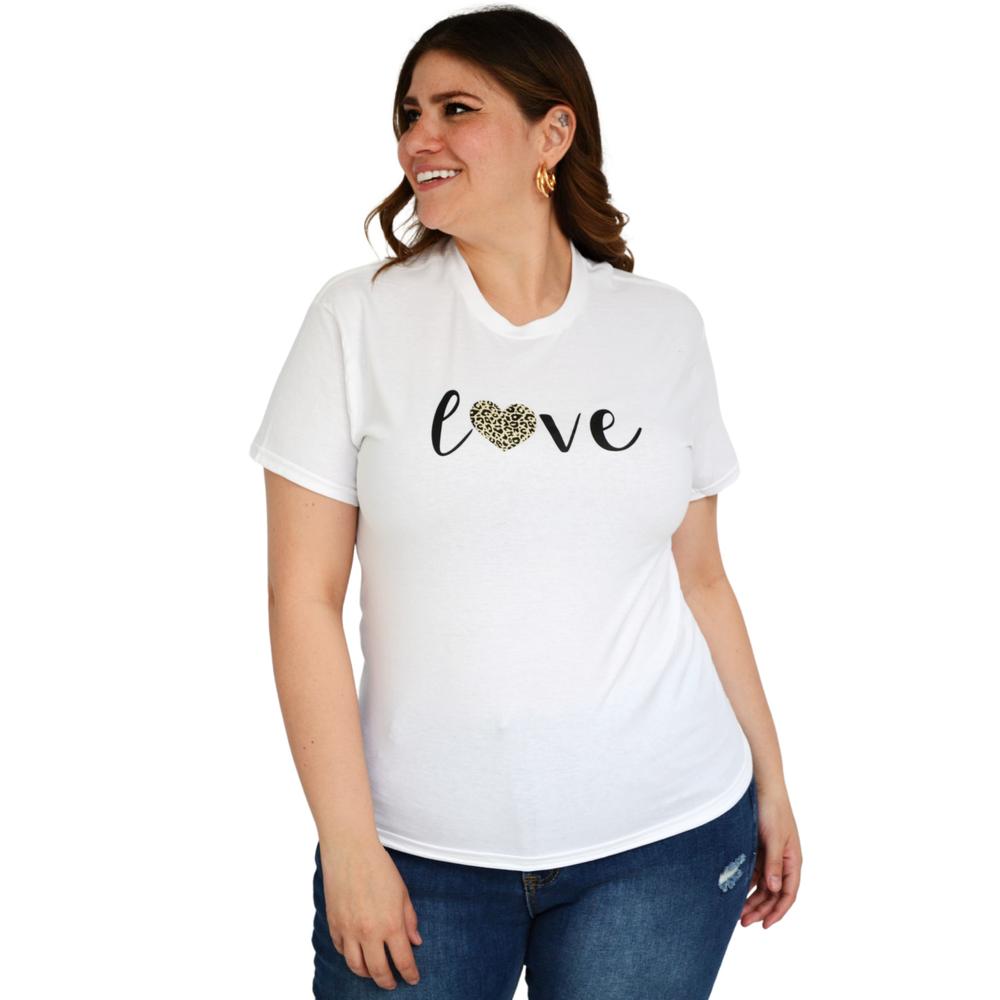 Foto 3 pulgar | Playera Roman Fashion 9001-50 Love color Blanco Tallas Extras