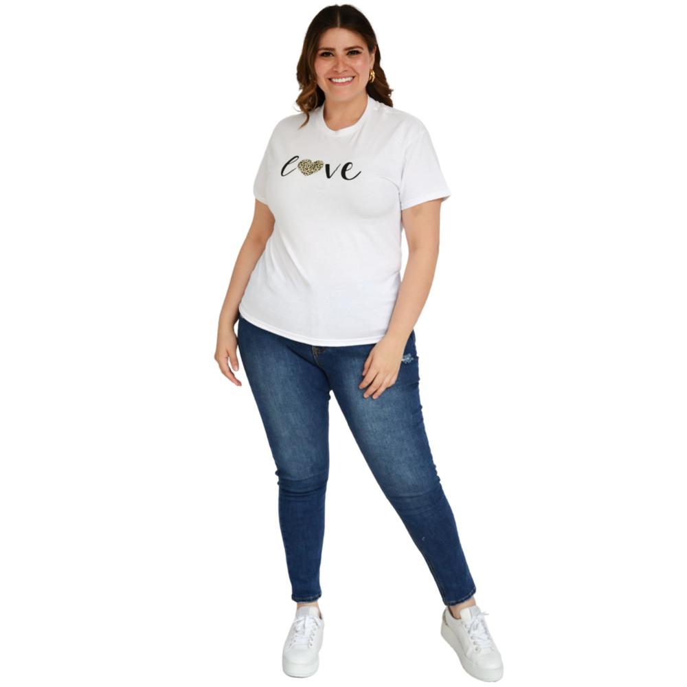 Foto 4 | Playera Roman Fashion 9001-50 Love color Blanco Tallas Extras
