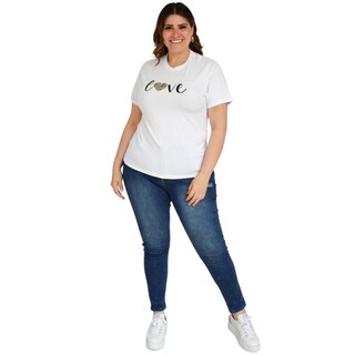 Foto 4 | Playera Roman Fashion 9001-50 Love color Blanco Tallas Extras