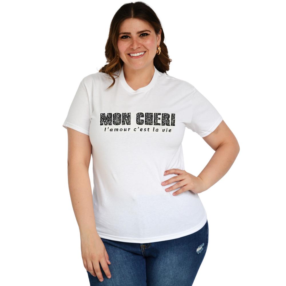 Foto 2 pulgar | Playera Roman Fashion Manga Corta color Blanco para Mujer