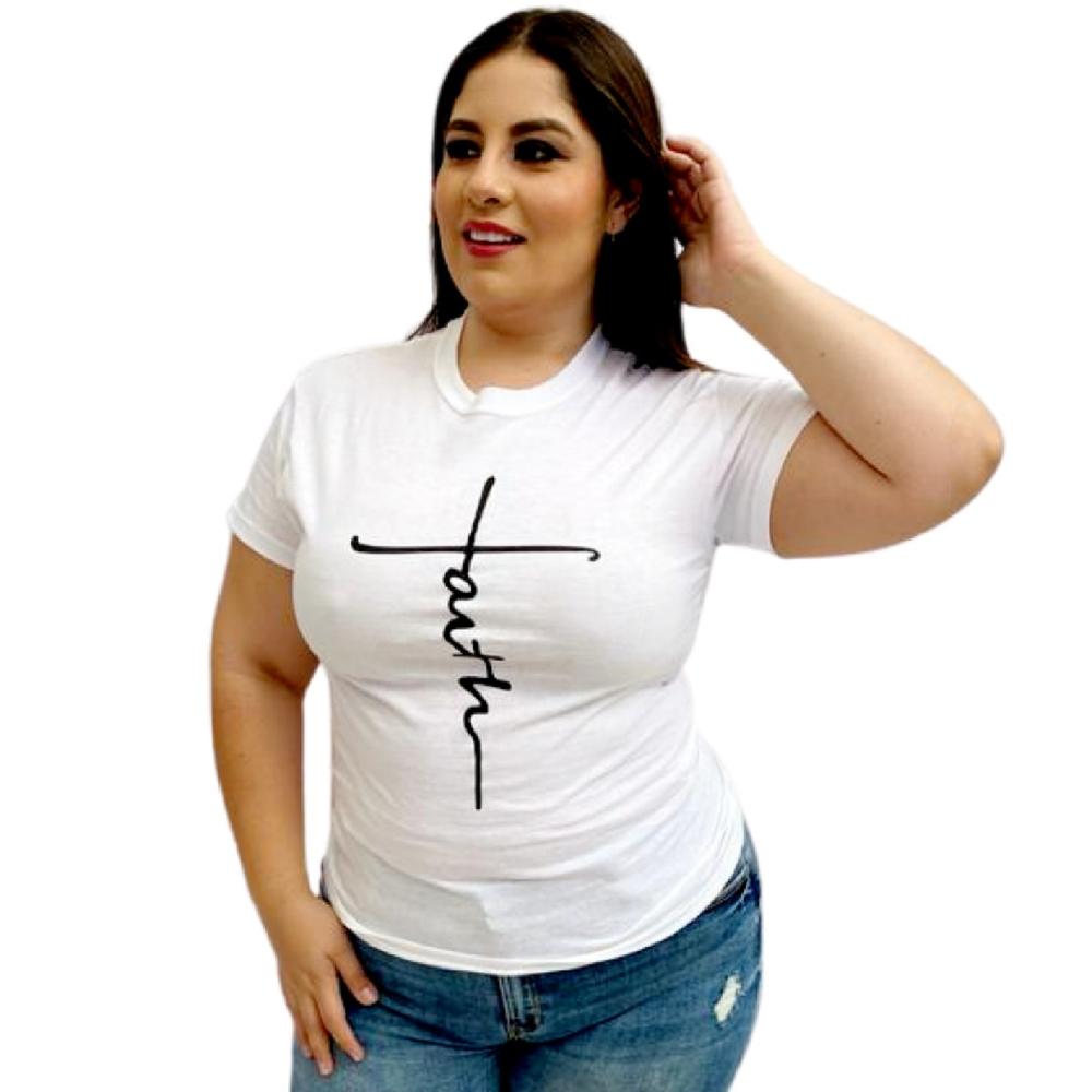 Foto 2 pulgar | Playera Roman Fashion/tallas Extras 9001-13 Faith (blanco) Blanco
