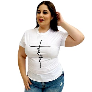 Foto 1 | Playera Roman Fashion/tallas Extras 9001-13 Faith (blanco) Blanco