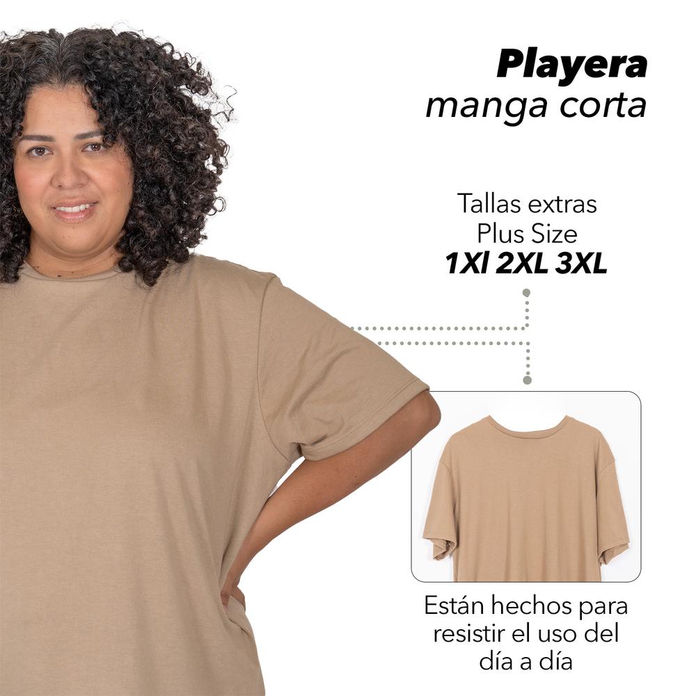 Foto 3 pulgar | Playera Manga Corta Love My Fit color Beige