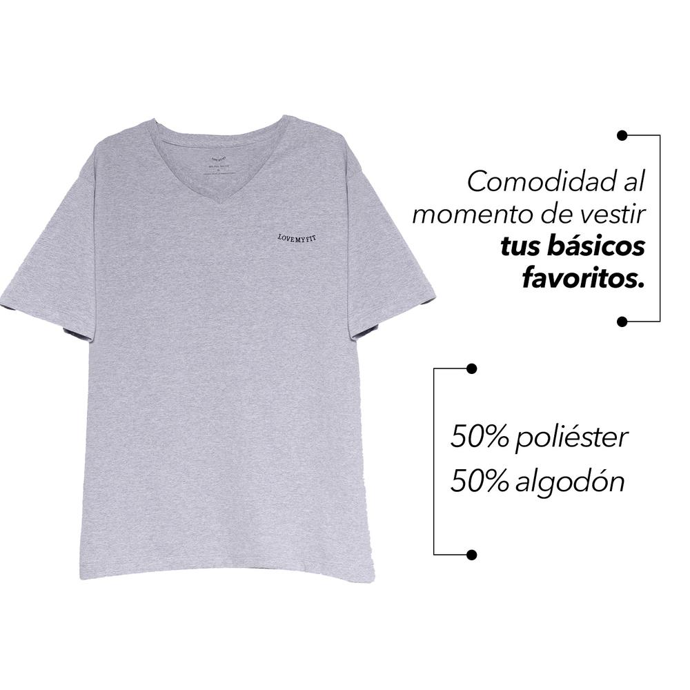 Foto 4 pulgar | Playera Polo Cuello V Tallas Extras Plus Unisex Love My Fit color Gris
