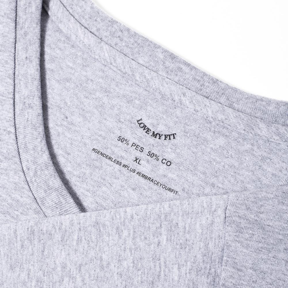 Foto 7 pulgar | Playera Polo Cuello V Tallas Extras Plus Unisex Love My Fit color Gris