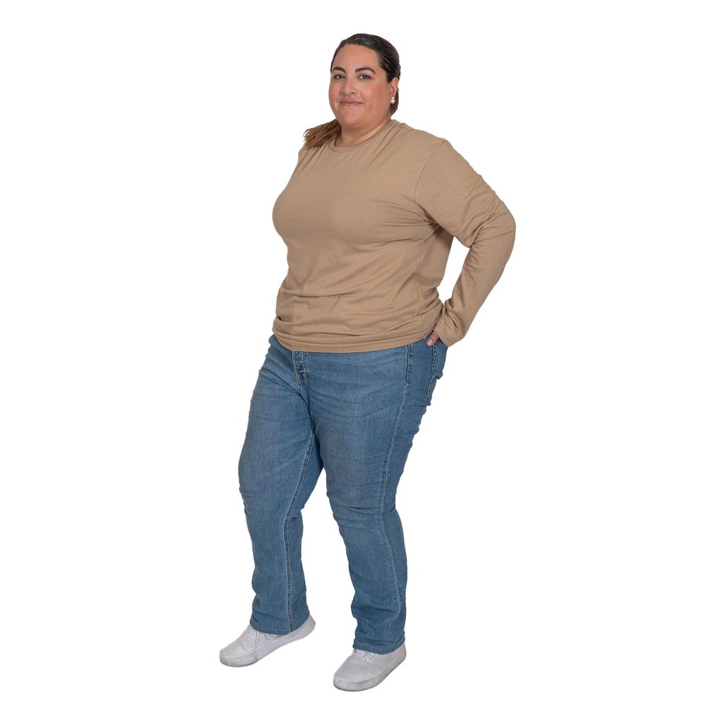 Foto 2 pulgar | Playera LMF Manga Larga Cuello Redondo Plus Size color Beige Tallas Extras