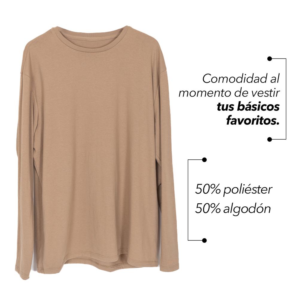 Foto 5 pulgar | Playera LMF Manga Larga Cuello Redondo Plus Size color Beige Tallas Extras
