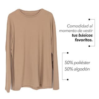 Foto 4 | Playera LMF Manga Larga Cuello Redondo Plus Size color Beige Tallas Extras