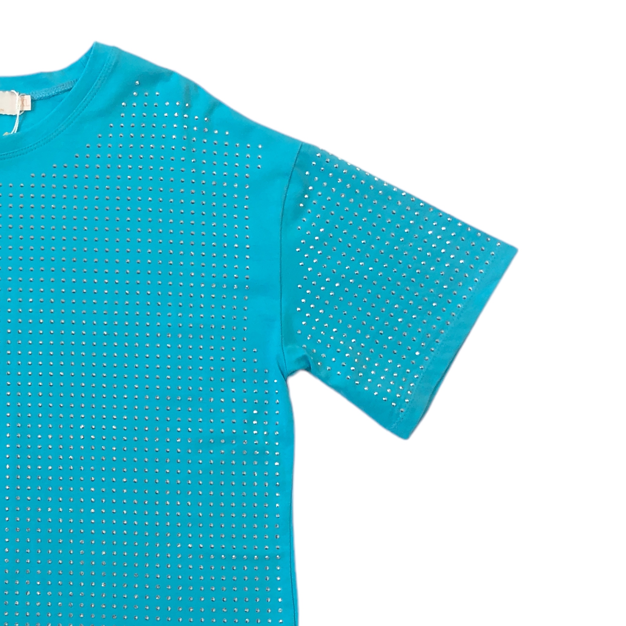 Foto 7 pulgar | Playera Azul Curvy con Pedrería LC