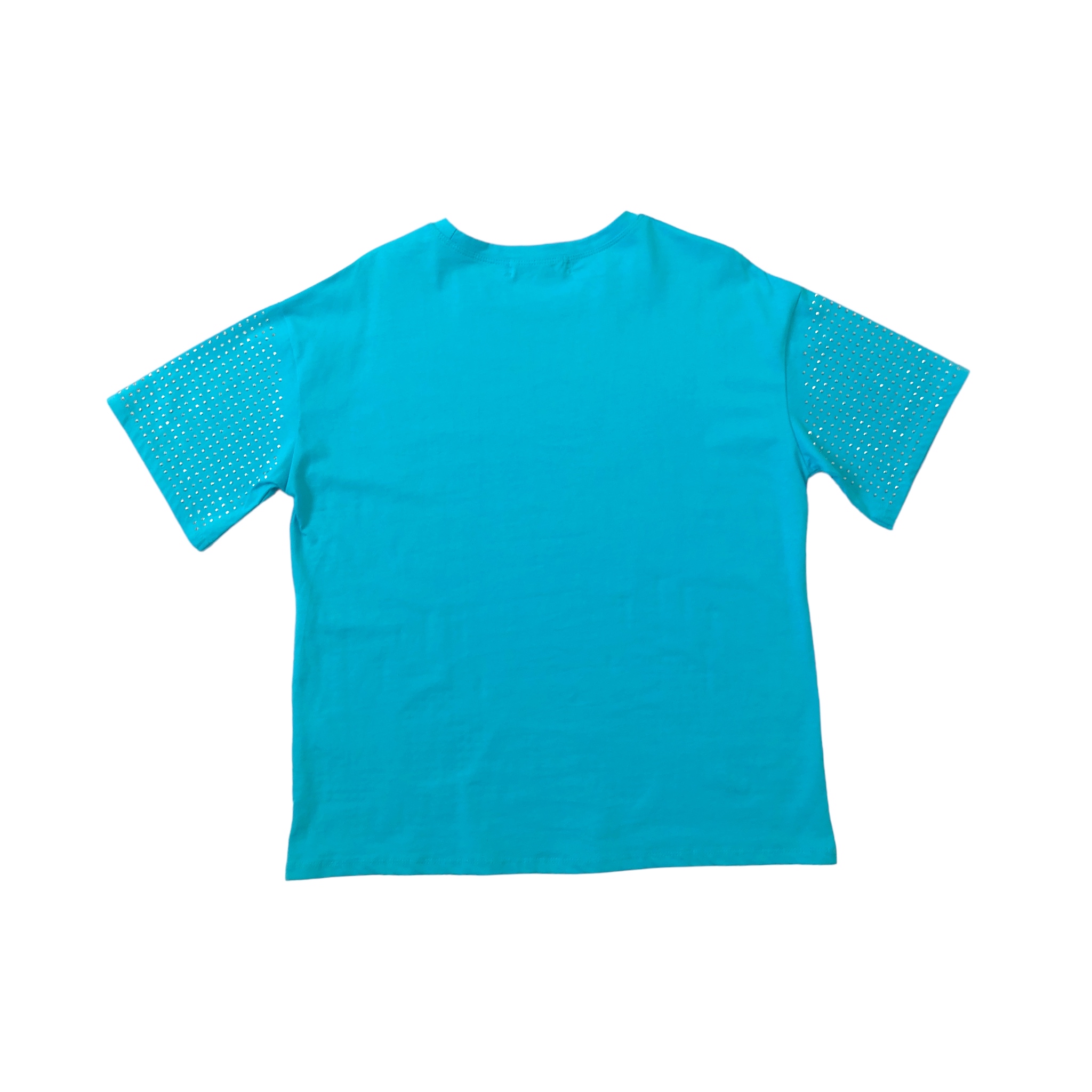 Foto 9 pulgar | Playera Azul Curvy con Pedrería LC